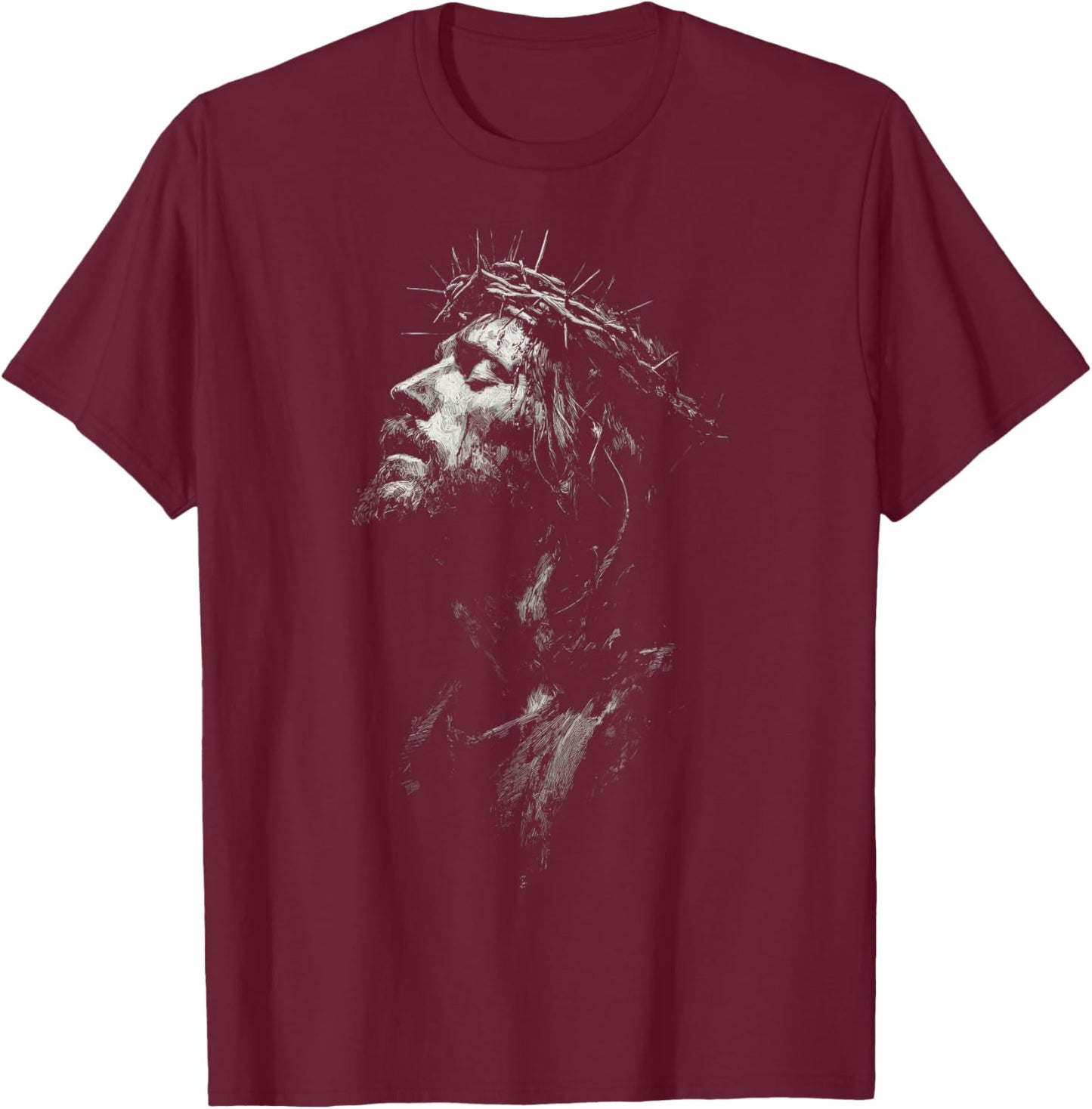 Jesus Christ Artistic Portrait Christian T-Shirt - T-Shirt | Maroon