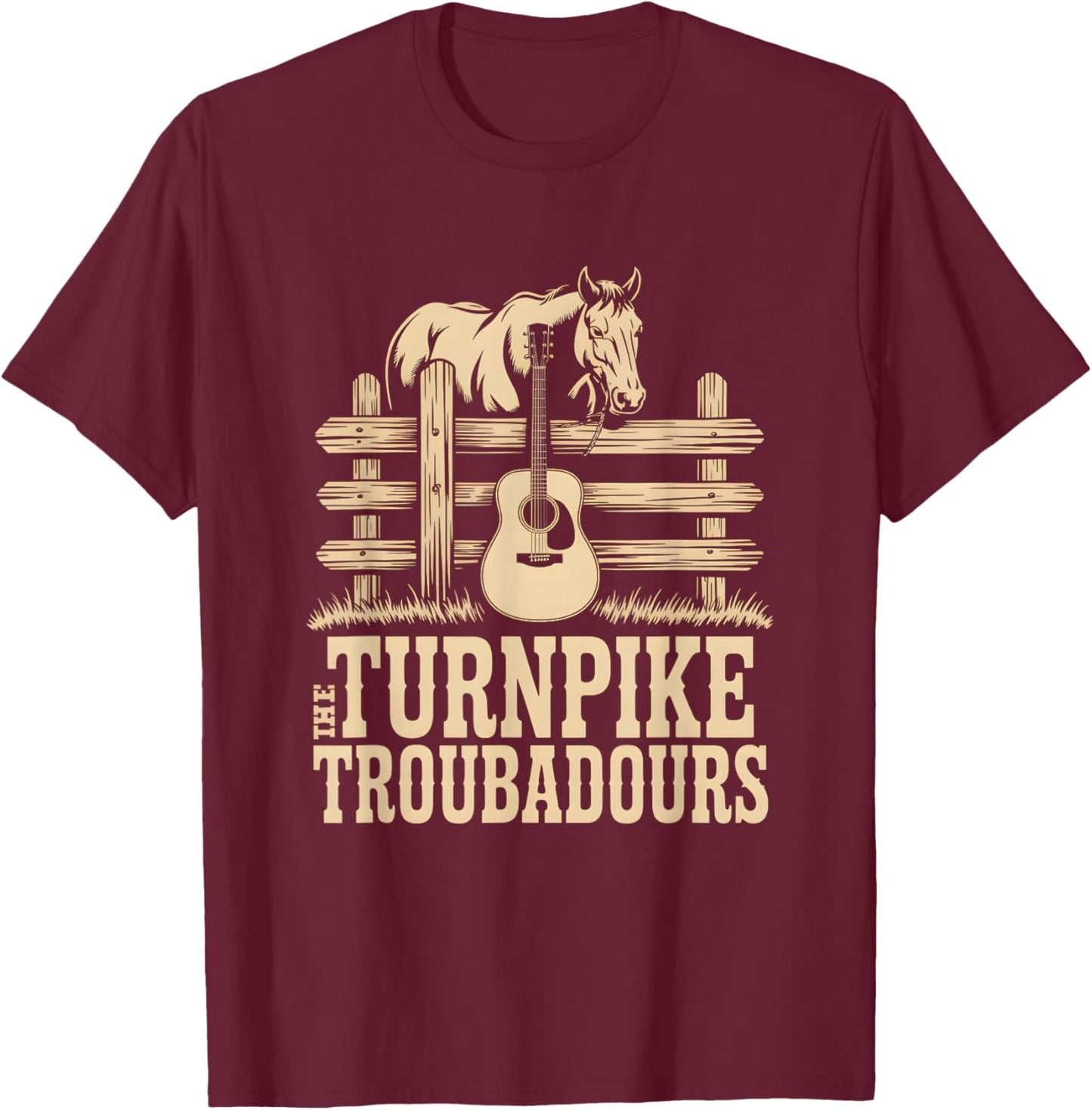 Vintage Turnpike Distressed Country Music Men Women T-Shirt - T-Shirt | Maroon