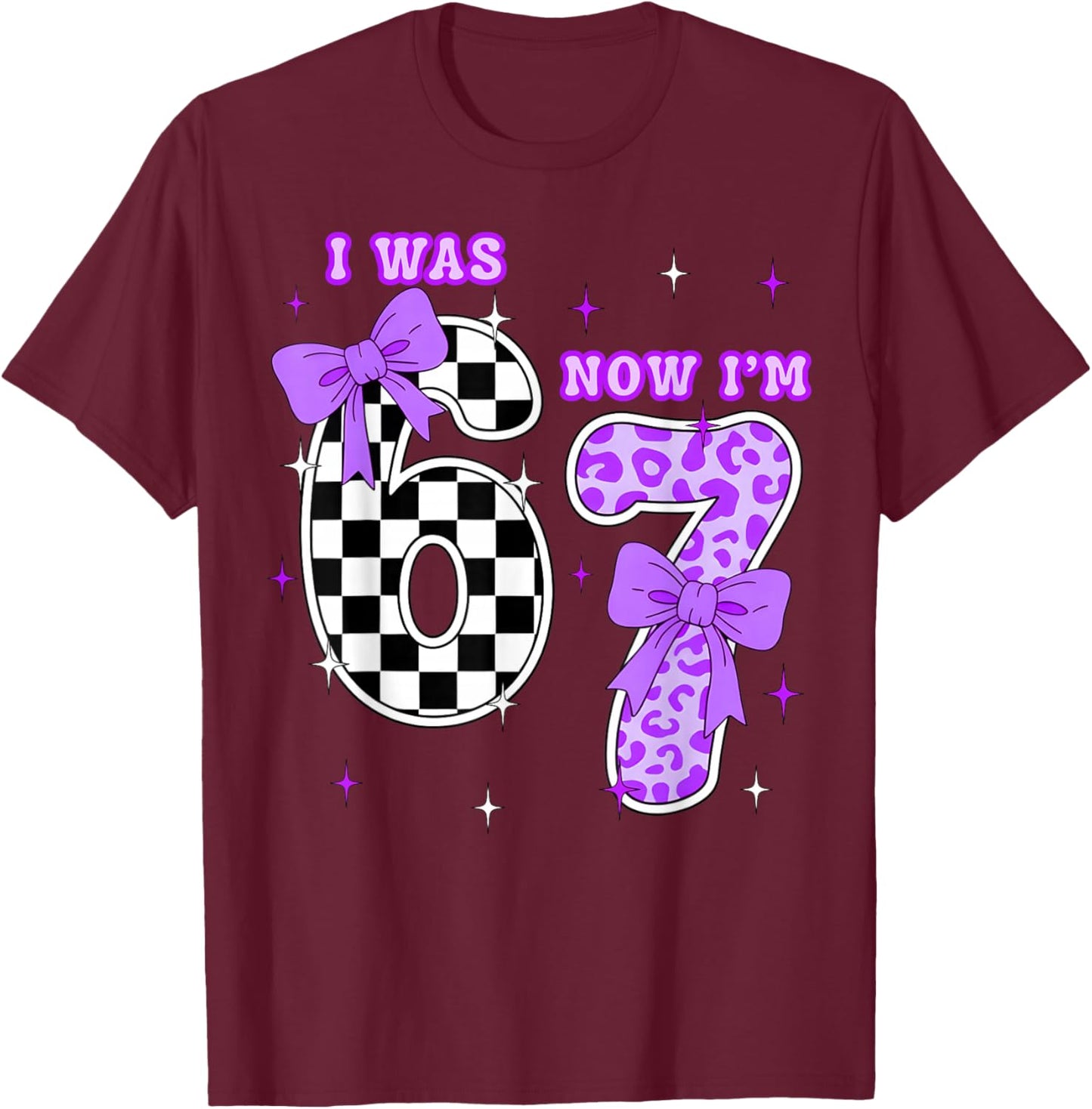 7th Birthday Girl Shirt I was 6 Now I’m 7 Shirt 7 Years Old T-Shirt - T-Shirt | Maroon