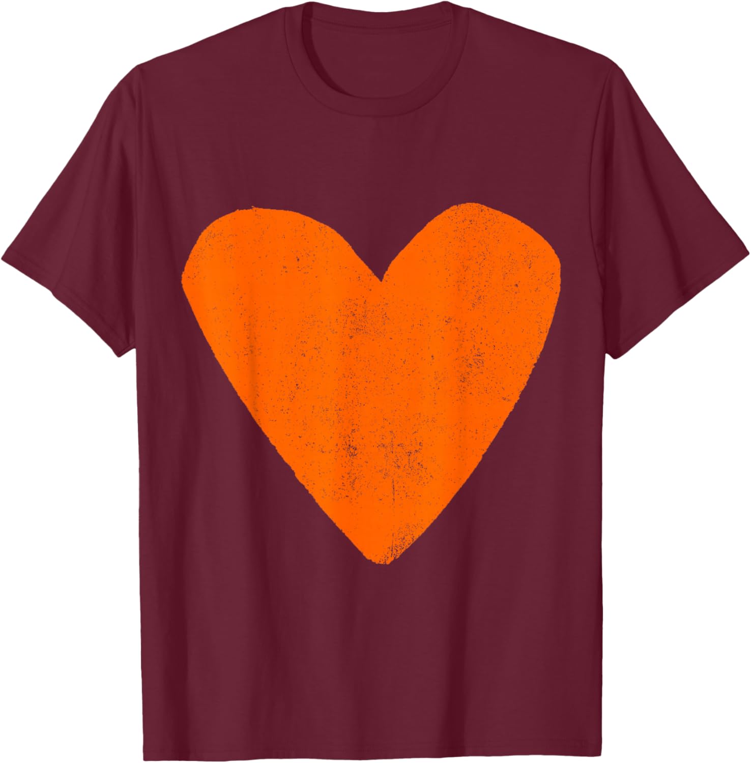 Love Heart Burnt Orange Color Gray T-Shirt - T-Shirt | Maroon