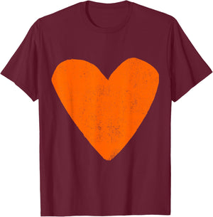 Love Heart Burnt Orange Color Gray T-Shirt - T-Shirt | Maroon