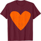 Love Heart Burnt Orange Color Gray T-Shirt - T-Shirt | Maroon