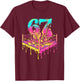 67 Meme Six Seven Boxing Gloves Ring Melt Drip Funny Number T-Shirt - T-Shirt | Maroon
