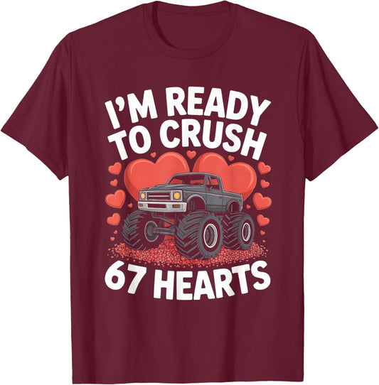 67 Six Seven Crush Valentine's Day Truck 6 7 Meme Boys T-Shirt - T-Shirt | Maroon