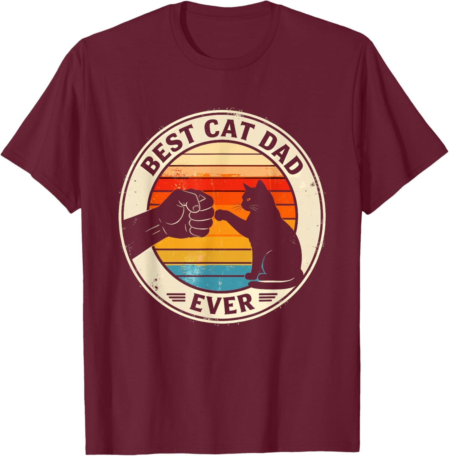 Retro Cat Dad Ever Cats Lovers , Women, and Kids T-Shirt - T-Shirt | Maroon