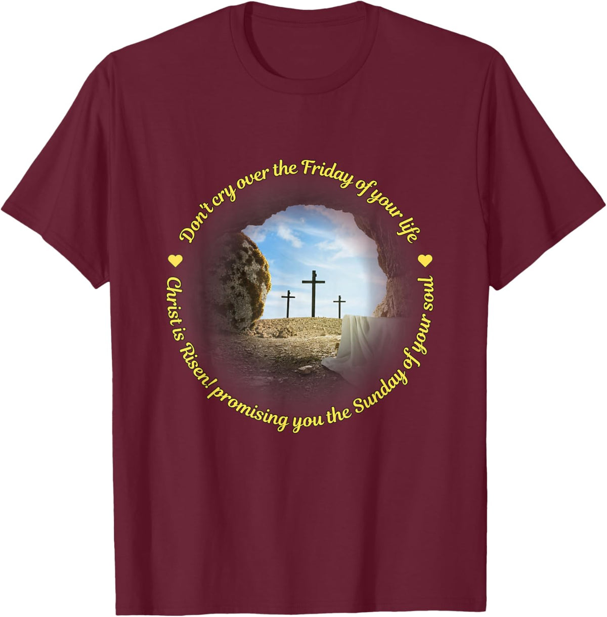 Resurrection - Christ is Risen T-Shirt - T-Shirt | Maroon