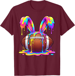 Easter Bunny Ice Cream Drip Football Men Boys Kids Funny T-Shirt - T-Shirt | Maroon