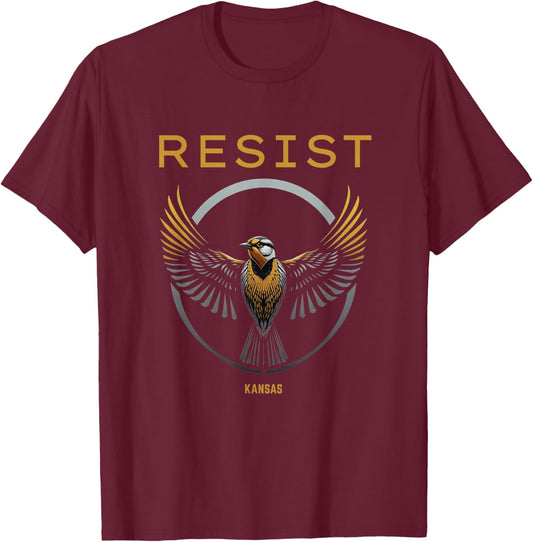 Kansas Resist 2026 Symbol of Rebel Alliance Meadowlark T-Shirt - T-Shirt | Maroon
