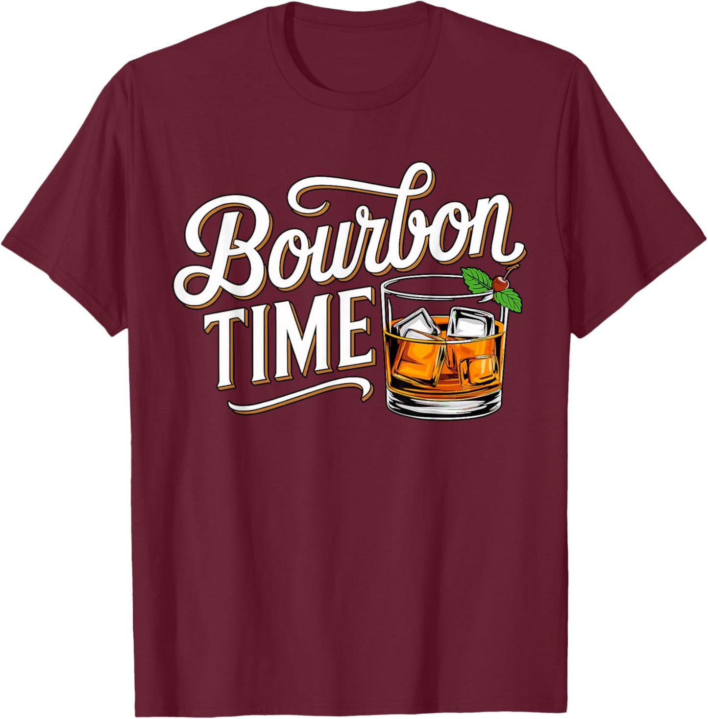 Bourbon Time Whiskey T-Shirt - T-Shirt | Maroon