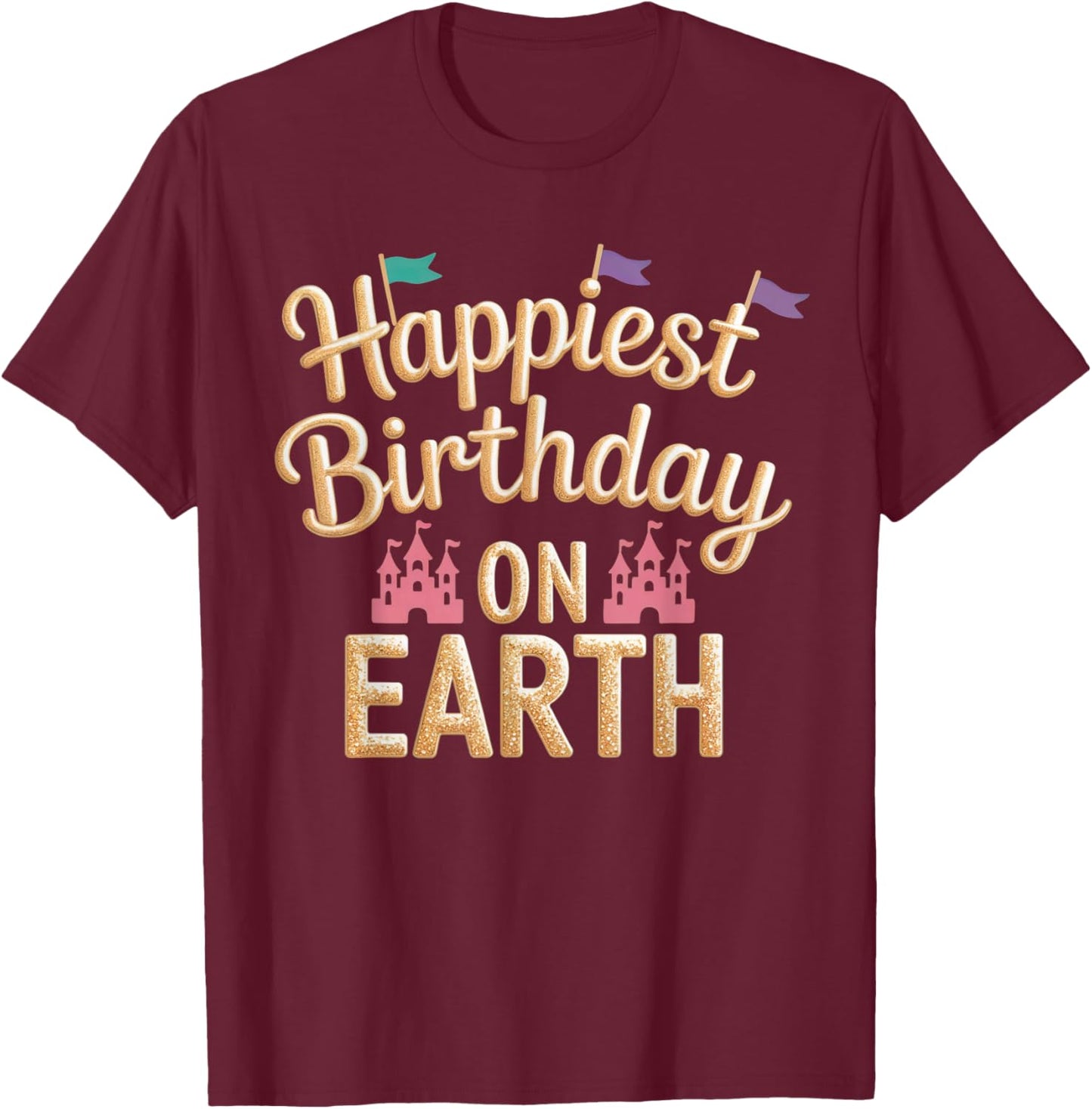 Princess Birthday Party Decorations Bday Girls Birthday T-Shirt - T-Shirt | Maroon