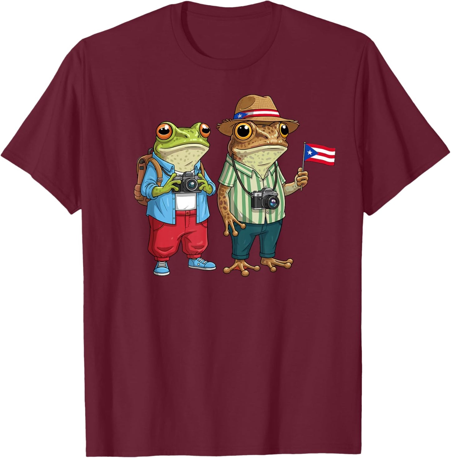 Rican Sapo Concho Coqui Frog Funny Puerto Rico Flag Hispanic T-Shirt - T-Shirt | Maroon