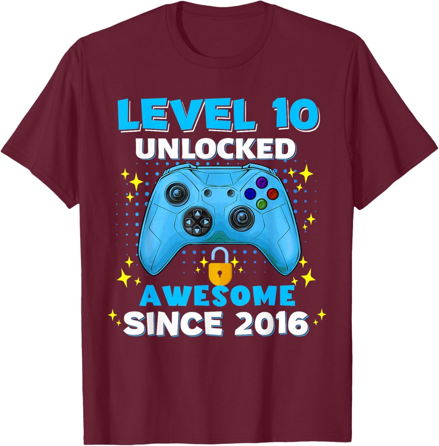 10th Birthday for Boys 10 Years Birthday Kids Gifts T-Shirt - T-Shirt | Maroon