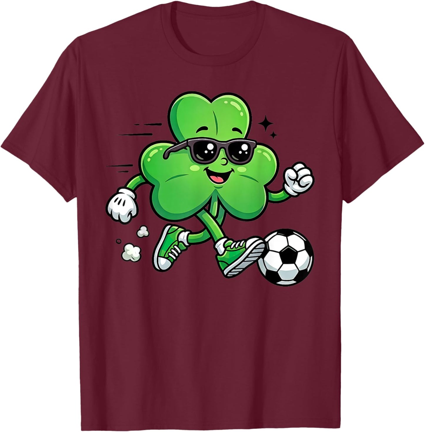 Cool Shamrock Soccer Player St Patricks Day Irish Football T-Shirt - T-Shirt | Maroon