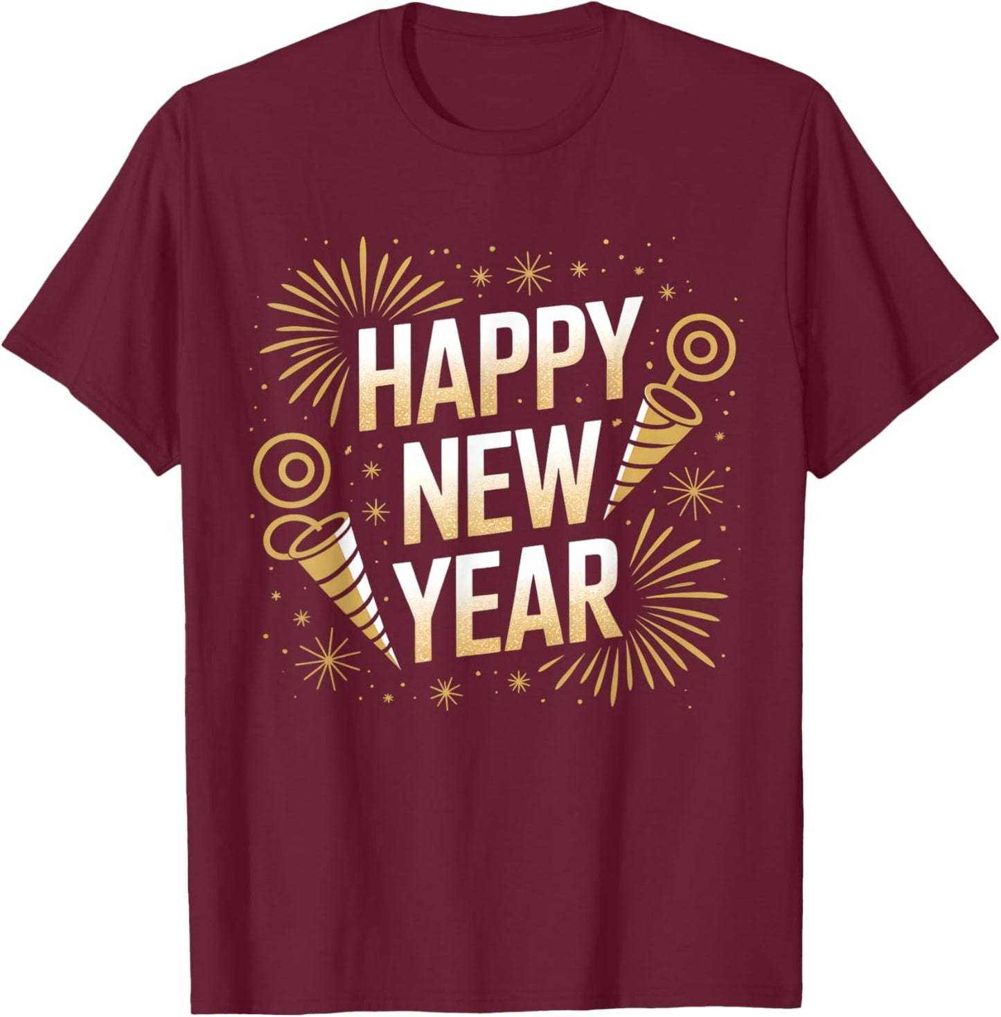 Funny Happy New Year Couple Matching T-Shirt - T-Shirt | Maroon