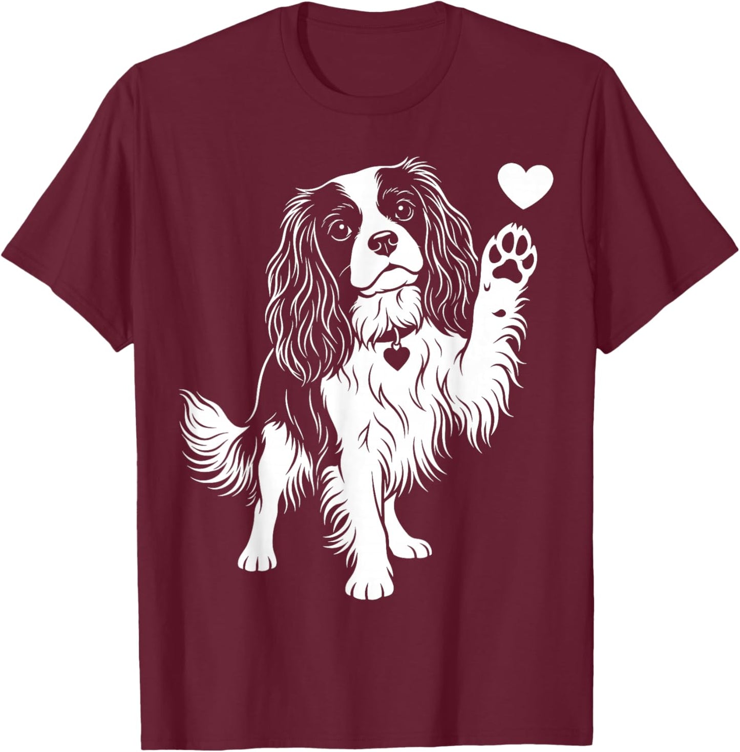 Cute Cavalier King Charles Spaniel Heart T-Shirt - T-Shirt | Maroon