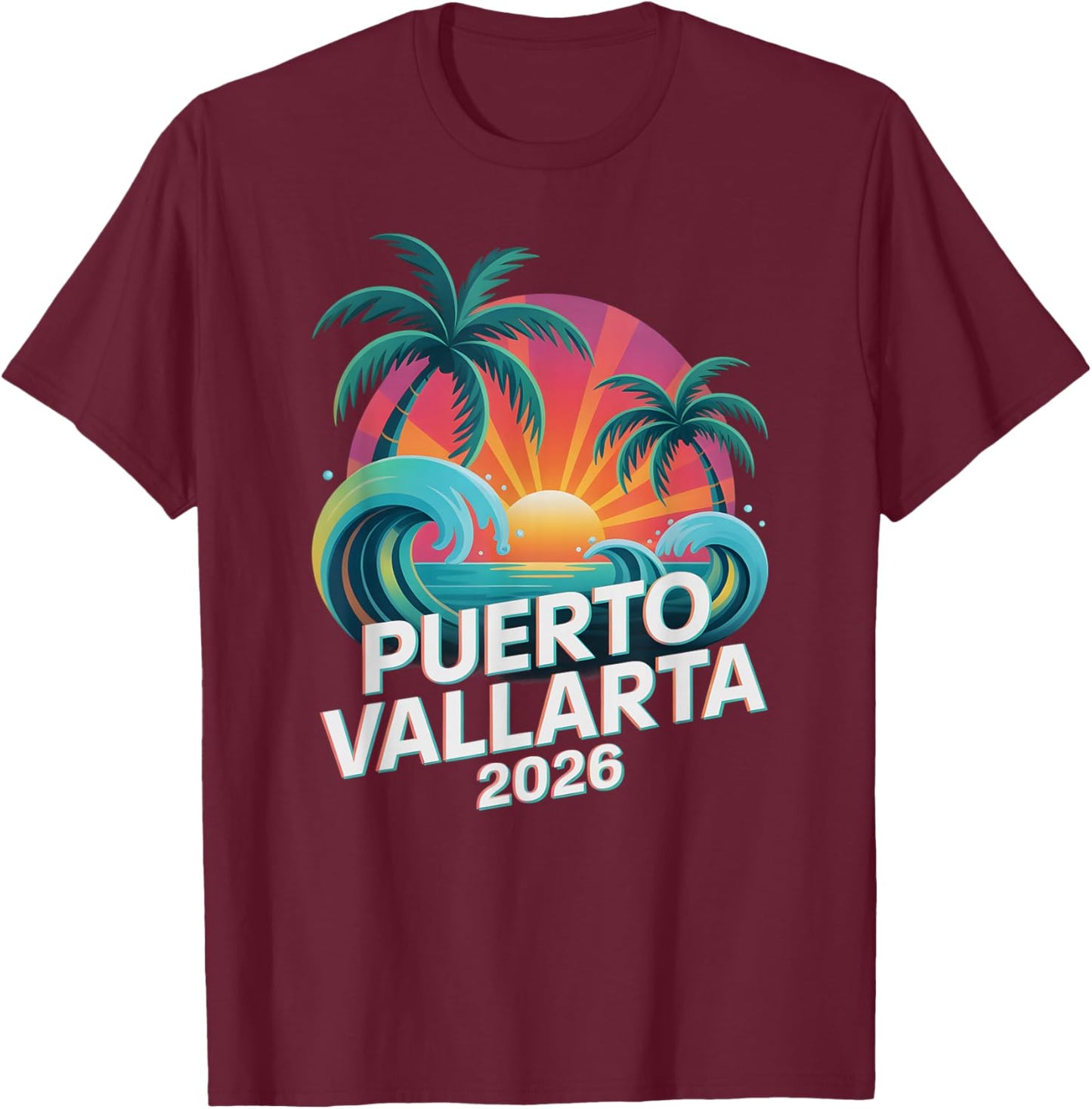 Vintage Puerto Vallarta 2026 Vacay Best Ever Vacation T-Shirt - T-Shirt | Maroon