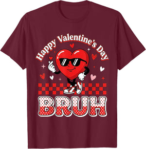 Happy Valentines Bruh Valentine Boys Hearts Kids Men T-Shirt - T-Shirt | Maroon