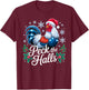 Peck The Halls Chicken Xmas Santa Hat Snowflakes Funny T-Shirt - T-Shirt | Maroon