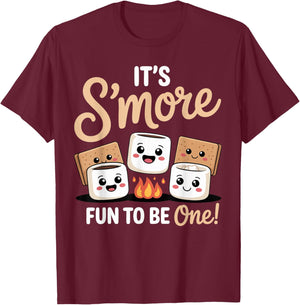 Birthday Campfire Marshmallow It's S'More Fun to Be One 1st T-Shirt - T-Shirt | Maroon