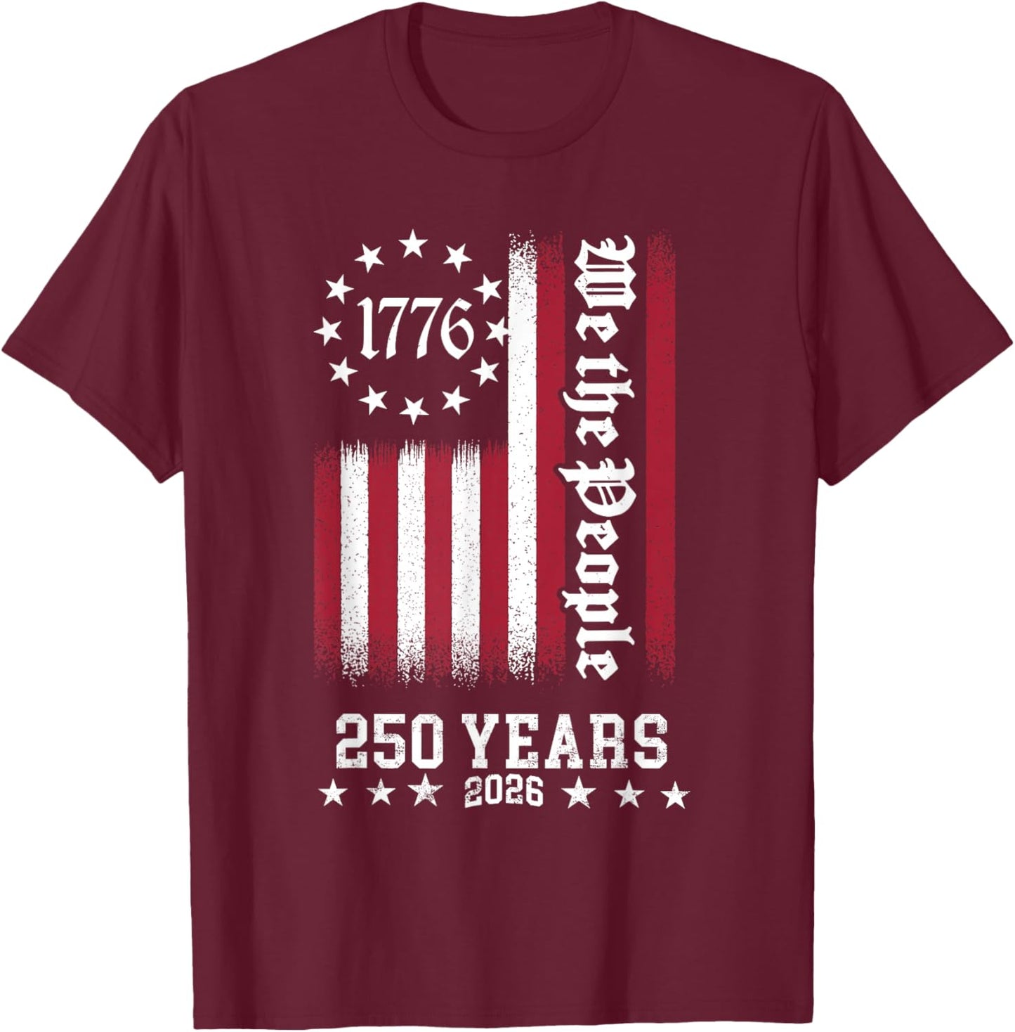 Vintage USA Flag 250th Anniversary Independence Day Freedom T-Shirt - T-Shirt | Maroon