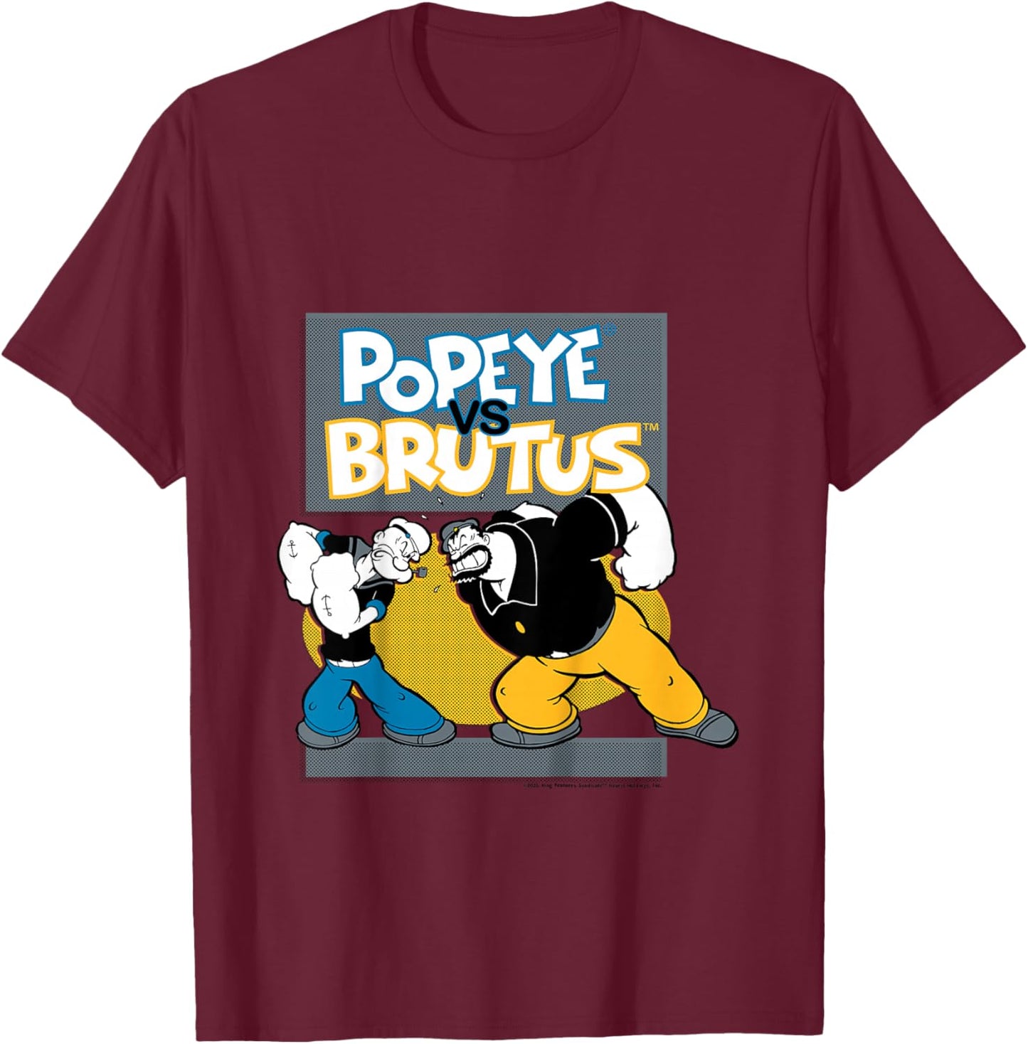 Popeye The Sailor Man Vs Brutus Bluto Retro Comic Kids T-Shirt - T-Shirt | Maroon