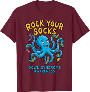Rock Your Socks Support Awareness World Down Syndrome Day T-Shirt - T-Shirt | Maroon