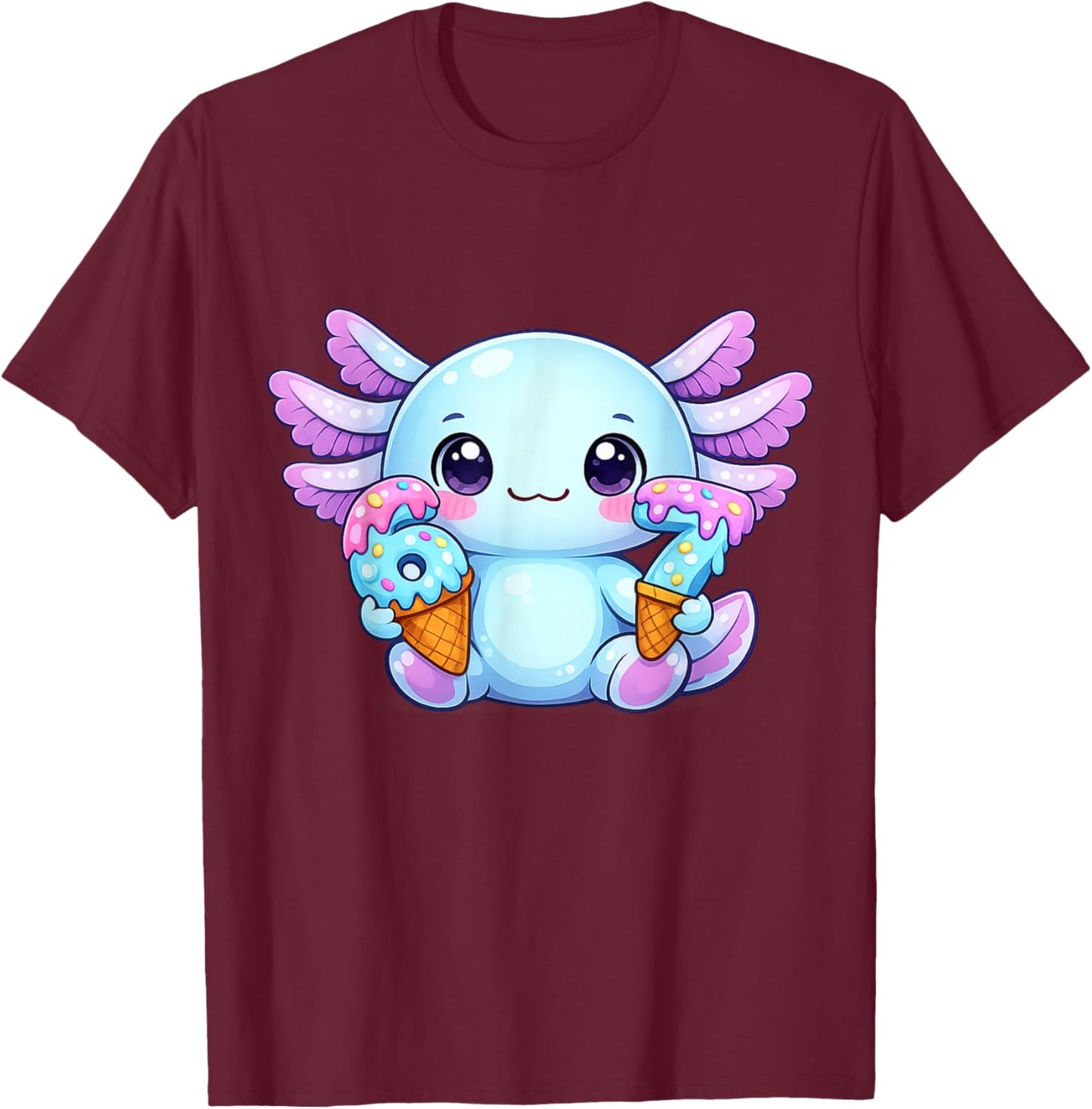 6 7 Axolotl Six Seven Girls Kids T-Shirt - T-Shirt | Maroon