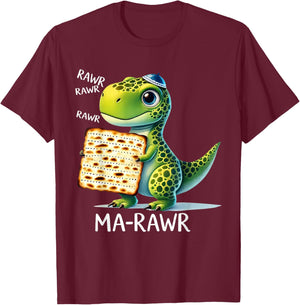 Passover Maror Ma-Roar Dinosaur Funny Pesach Toddler Kids T-Shirt - T-Shirt | Maroon