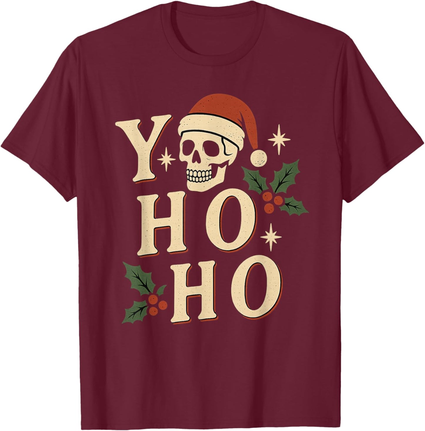 Yo-Ho-Ho Christmas Apparel Funny Pirate T-Shirt - T-Shirt | Maroon