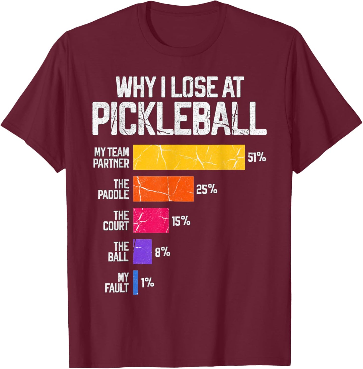 Why I Lose At Pickleball Player Paddleball Lover T-Shirt - T-Shirt | Maroon