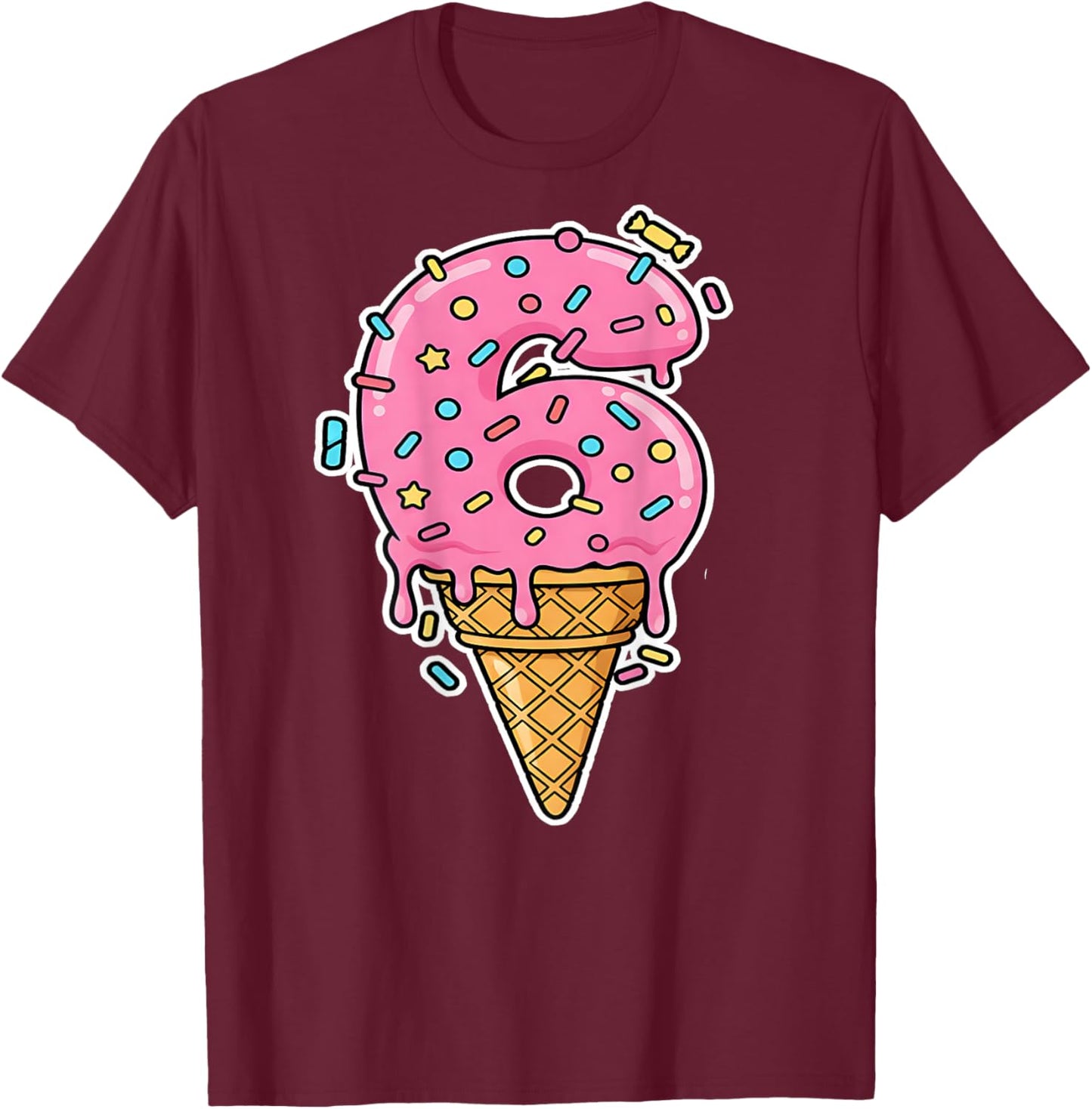 Number 6 Shirt Costume Adult Pink Men Kids Back T-Shirt - T-Shirt | Maroon