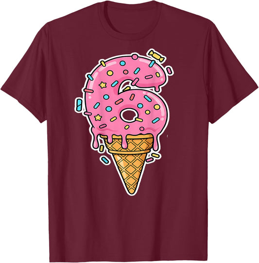 Number 6 Shirt Costume Adult Pink Men Kids Back T-Shirt - T-Shirt | Maroon