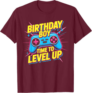 Birthday Boy Time to Level Up Video Game Birthday T-Shirt - T-Shirt | Maroon