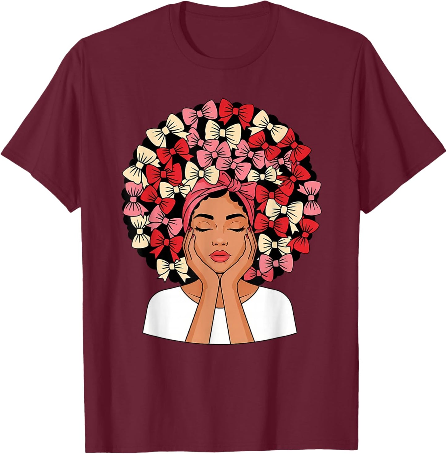 Valentine Day African American Coquette Women T-Shirt - T-Shirt | Maroon