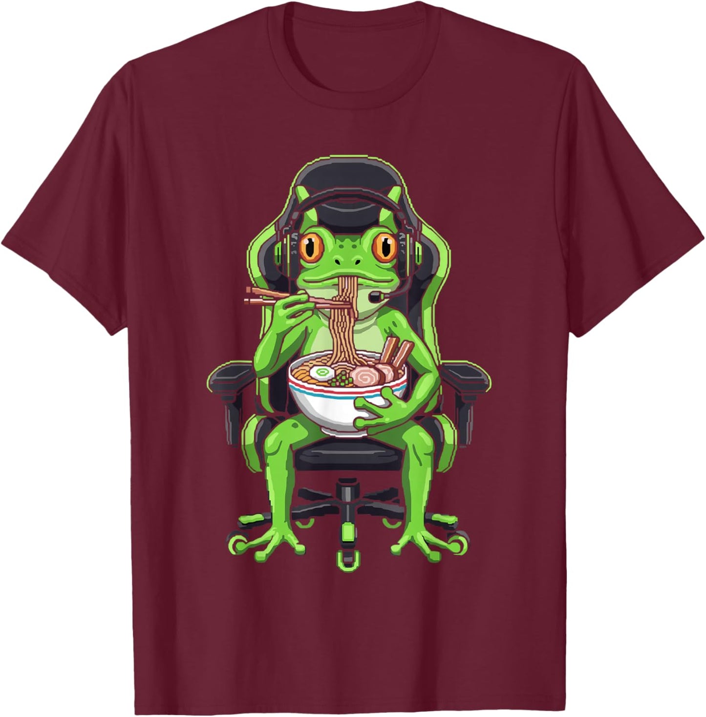Cool Gaming Japanese Style Shirt Boys Fun Gamer Frog T-Shirt - T-Shirt | Maroon