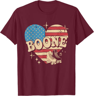 Boone Name American Flag 80's Vintage NC Retro T-Shirt - T-Shirt | Maroon