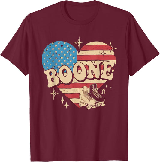 Boone Name American Flag 80's Vintage NC Retro T-Shirt - T-Shirt | Maroon
