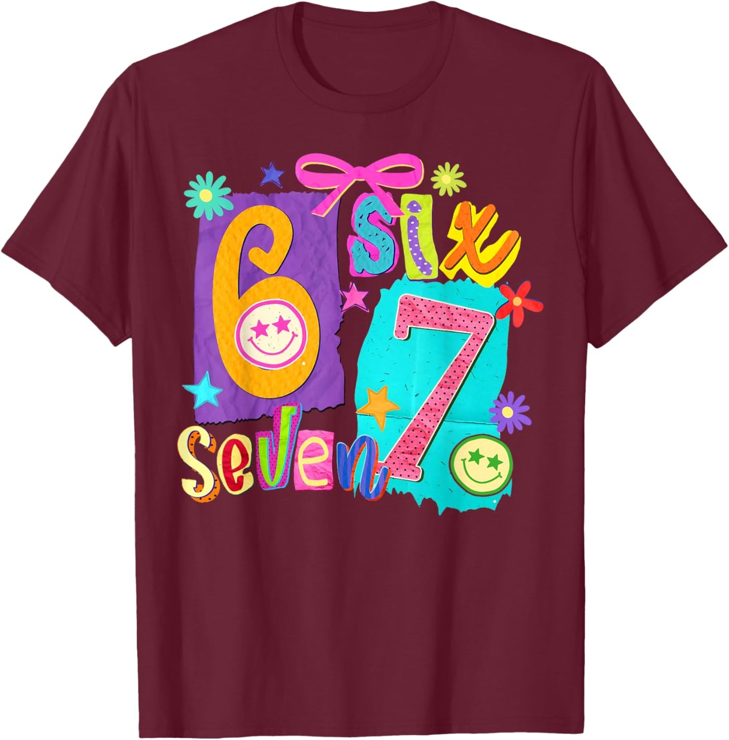 Six Seven 67 Team Sports Funny Meme 67 6 7 Trend Men Women T-Shirt - T-Shirt | Maroon