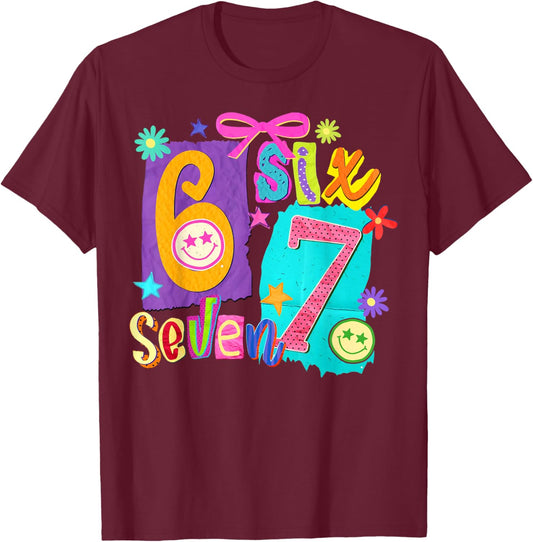 Six Seven 67 Team Sports Funny Meme 67 6 7 Trend Men Women T-Shirt - T-Shirt | Maroon