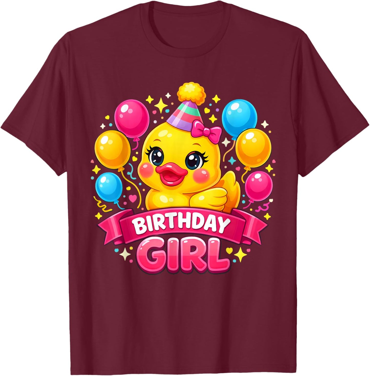 Duck Lover Birthday Girl Rubber Duck T-Shirt - T-Shirt | Maroon