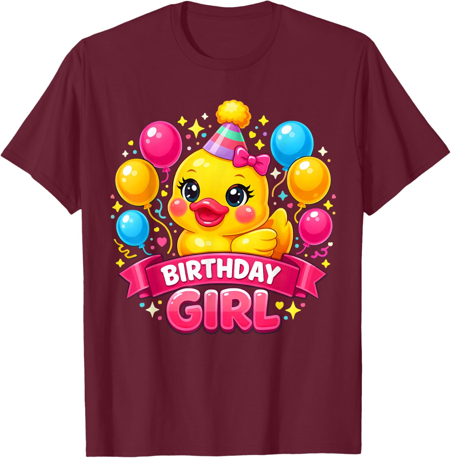 Duck Lover Birthday Girl Rubber Duck T-Shirt - T-Shirt | Maroon