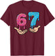 6 7 Meme Hands Drip Funny 67 Gen Alpha Slang Kids Boys Youth T-Shirt - T-Shirt | Maroon