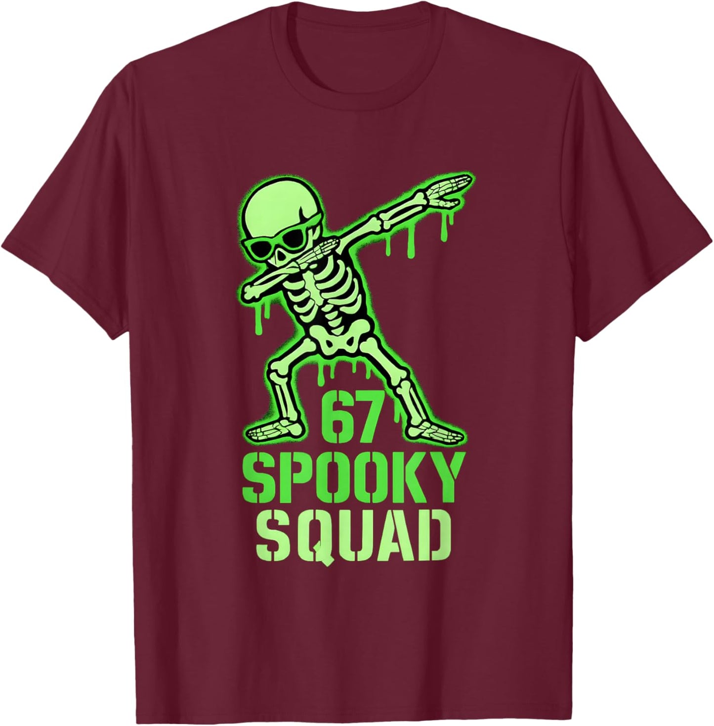 67 Meme Halloween Skeleton 6 7 Brainrot Six Seven Kids Boys T-Shirt - T-Shirt | Maroon