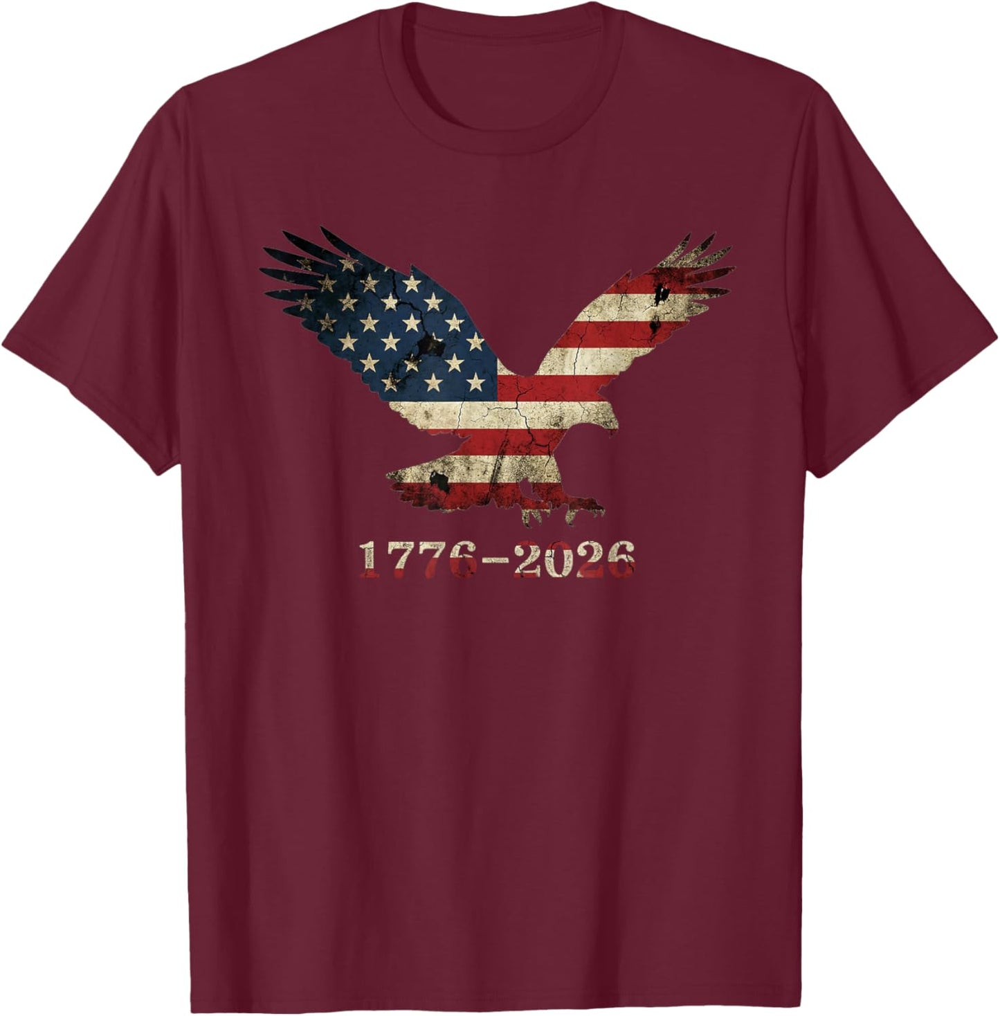 250 Years Patriotic Eagle American Flag Design T-Shirt - T-Shirt | Maroon