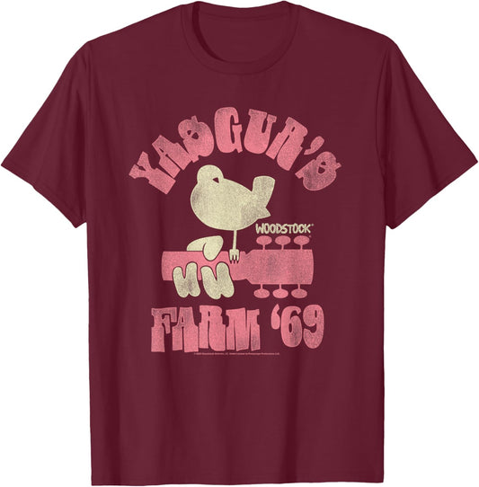 Woodstock Yasgurs Farm '69 T-Shirt - T-Shirt | Maroon