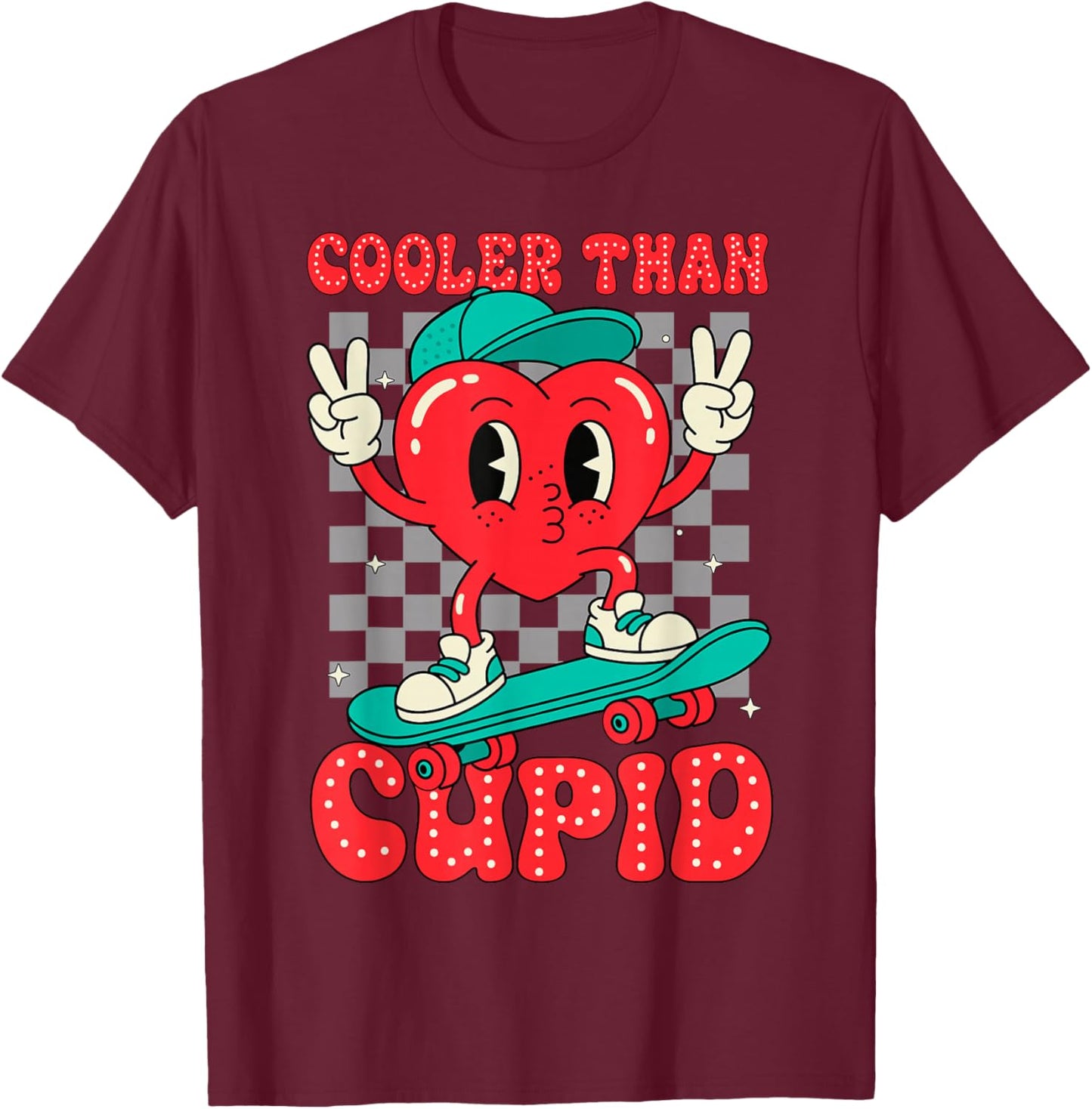 Cooler Than Cupid Valentines Day for Teens Kids Boys Girls T-Shirt - T-Shirt | Maroon