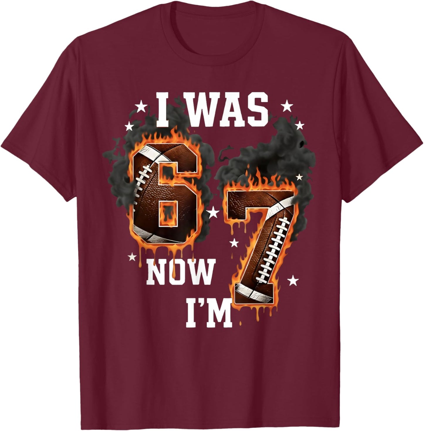 I was 6 Now I'm 7 Old Football Drip 7th Birthday Boy T-Shirt - T-Shirt | Maroon