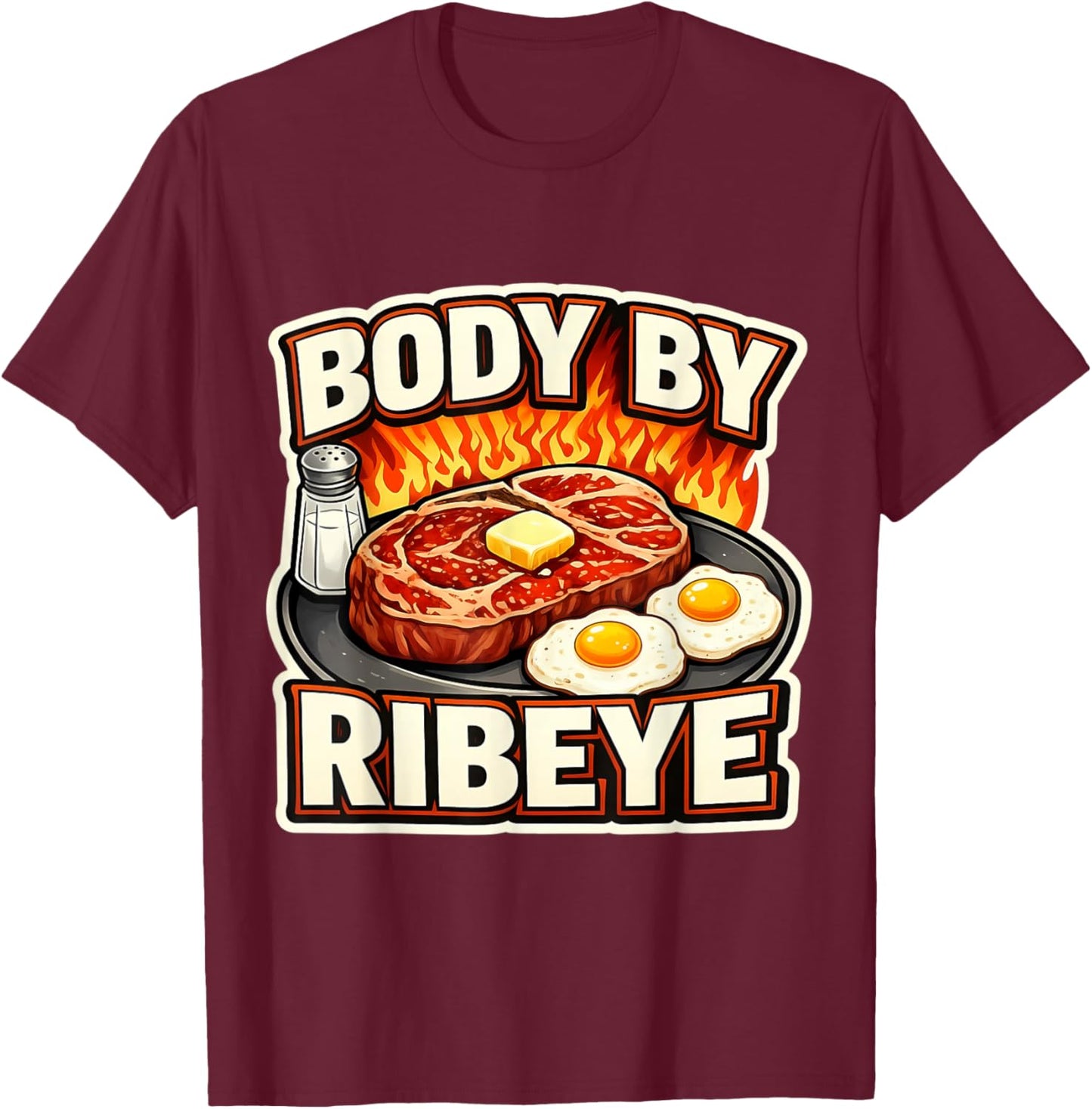 Body By Ribeye Carnivore Diet Keto Ketogenic Meat Lover Gym T-Shirt - T-Shirt | Maroon