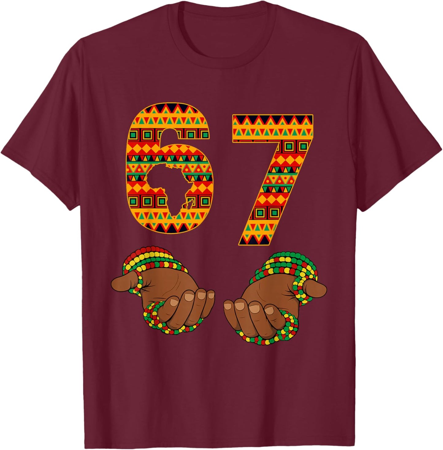 Six Seven Black History 6 7 Meme Melanin Boy Teen Girl Kids T-Shirt - T-Shirt | Maroon