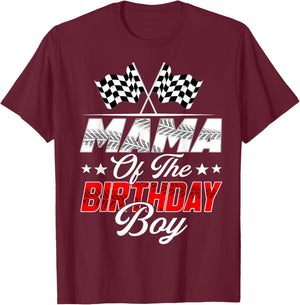 Race Car Mama of The Birthday Boy Racing Family Pit Crew T-Shirt - T-Shirt | Maroon